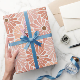 Papier Cadeau Marguerites Fleuries Rétro