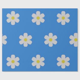Papier Cadeau Marguerites sur Arrière - plan bleu