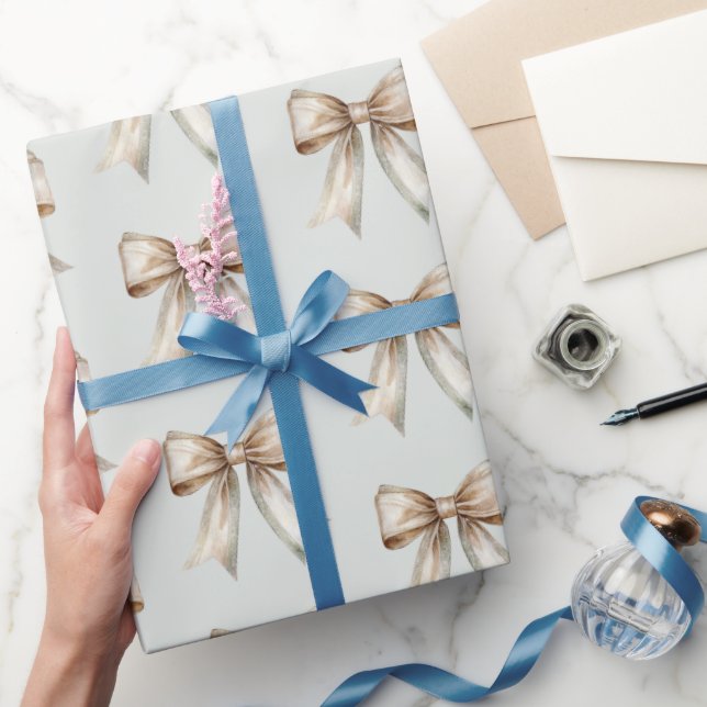 Papier Cadeau Mariage à Ruban Vert Blanc Or Romantique Rustique (Cadeaux)