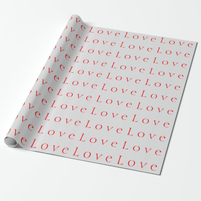 Papier Cadeau Mariage Amour Rouge Blanc Élégant Unique (Déroulé)