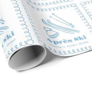 Papier Cadeau Mariage Bébé Après Dessinée à la Main Bleu
