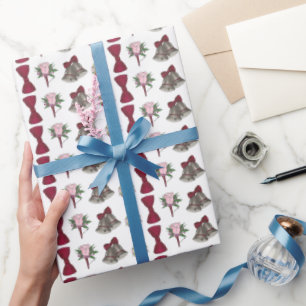 Papier Cadeau Mariage Bells Bride Salle Rose Bouquet Bowtie