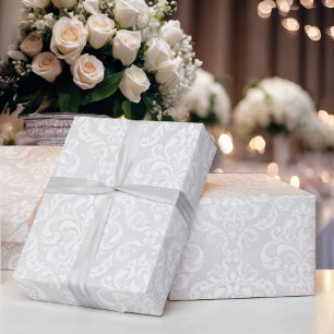 Papier Cadeau Mariage Blanc Damask Classic Élégance intemporelle