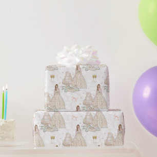 Papier Cadeau Mariage blanc et or