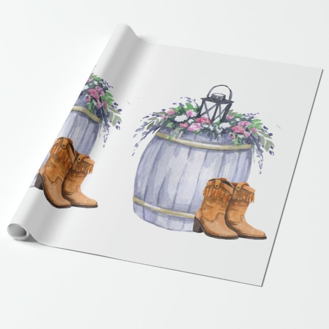 Papier Cadeau mariage campagnard d'été Rouleau de papier d'enrob (Déroulé)