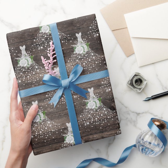 Papier Cadeau Mariage champêtre tenue de mariée fête (Cadeaux)