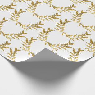 Papier Cadeau Mariage chic élégant à feuille d'or blanc
