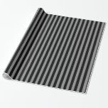 Papier Cadeau Mariage chic rayé bandes noires et grises<br><div class="desc">Papier d'emballage</div>