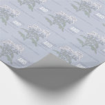 Papier Cadeau Mariage chrysanthemum blanc nom date emballage<br><div class="desc">Joli papier d'emballage mariage idéal pour envelopper un cadeau très spécial aux jeunes mariés ou pour envelopper les faveurs de mariage. Schéma graphique chrysanthème de l'art fleur en papier cadeau mariage blanc, vert et gris bleu. Idéal pour l'automne et les mariage de automne. Customisez avec le nom de la mariée...</div>
