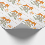 Papier Cadeau Mariage chrysanthemum orange nom date envelopper<br><div class="desc">Joli papier d'emballage mariage idéal pour envelopper un cadeau très spécial aux jeunes mariés ou pour envelopper les faveurs de mariage. Schéma graphique chrysanthème fleurie art en papier cadeau mariage orange, vert et marron. Idéal pour l'automne et les mariage de automne. Customisez avec le nom de la mariée et du...</div>