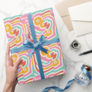 Papier Cadeau Mariage Coloré Rétro Groovy 70s