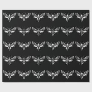 Papier Cadeau Mariage crâne de papillon gothique – Élégance somb