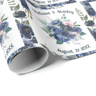 Papier Cadeau Mariage d'aquarelle bleu rustique Eucalyptus