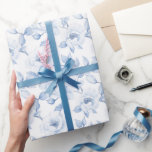 Papier Cadeau Mariage de Fête des mariées florale blanc chic<br><div class="desc">Mariage de douche nuptiale bleu blanc chic</div>