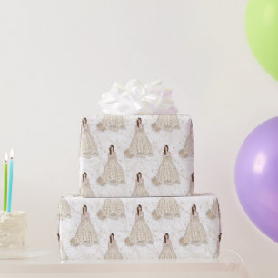 Papier Cadeau Mariage de la mariée blanche et or