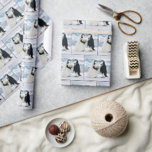 Papier Cadeau Mariage de manchots sur un glacier arctique