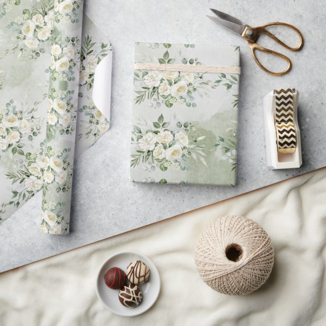 Papier Cadeau Mariage de printemps de la mariée avec verdure bot (Artisanat)