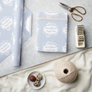 Papier Cadeau Mariage de réception élégant avec fleurs bleues