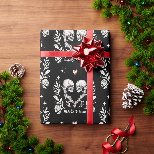 Papier Cadeau Mariage de squelette gothique amateurs de mort per (Cadeau de vacances)