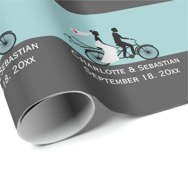 Papier Cadeau Mariage De Vélos Cute Tandem (Coin rond)