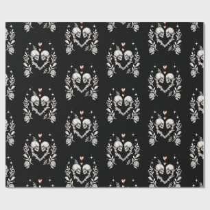 Papier Cadeau Mariage des amoureux de la mort squelette gothique