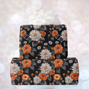Papier Cadeau Mariage d'Halloween Orange Blanc noir Cadeau