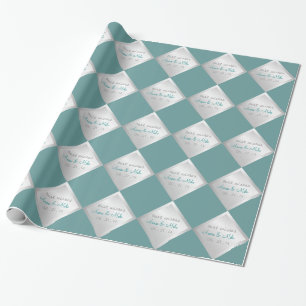 Papier cadeau Mariage diamant Turquoise argent