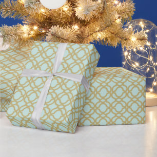 Papier Cadeau Mariage élégant moderne à motif quatrefeuilles en