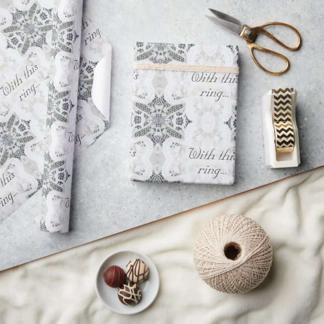 Papier Cadeau Mariage Élégant sur Mesure avec Dentelle Blanche (Artisanat)