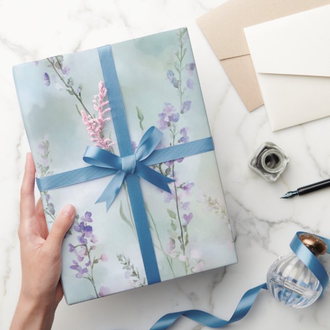 Papier Cadeau Mariage Fleuris Violet Joli Romantique (Cadeaux)