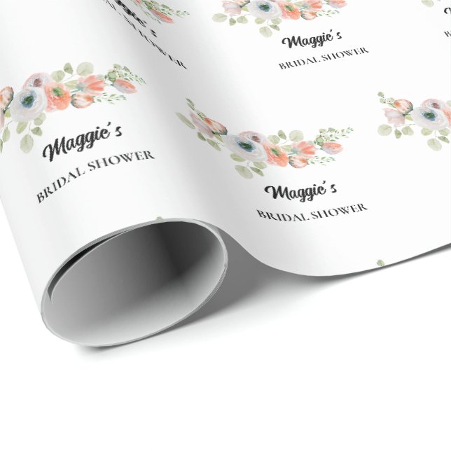Papier Cadeau Mariage Fleurs de Pêche  (Coin rond)