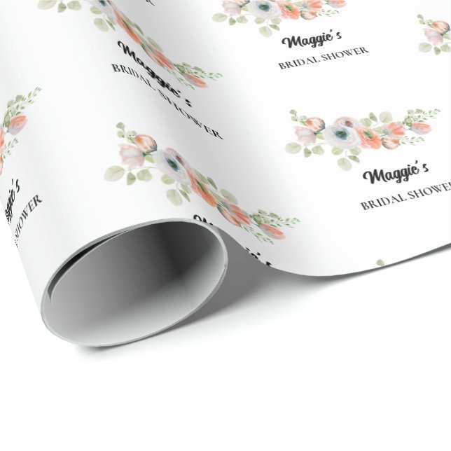 Papier Cadeau Mariage Fleurs de Pêche  (Coin rond)