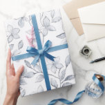 Papier Cadeau Mariage floral blanc argenté<br><div class="desc">Chic Silver White Floral mariage douche nuptiale</div>
