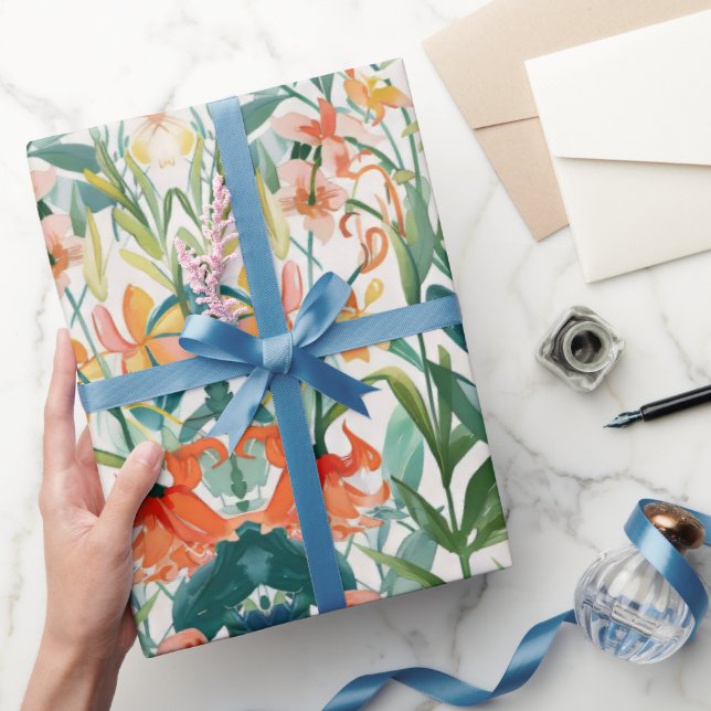 Papier Cadeau Mariage floral coloré (Cadeaux)