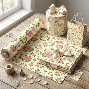 Papier Cadeau Mariage Floral Délicat