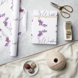 Papier Cadeau Mariage floral lavande
