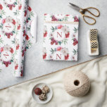 Papier Cadeau Mariage Floral Personnalisé Monogramme Moderne<br><div class="desc">Monogramme classique moderne entouré de pivoines roses et d'autres belles fleurs. Parfait pour les cadeaux de mariage ou de douche de mariée.</div>