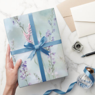 Papier Cadeau Mariage Floral Romantique Violet Élégant