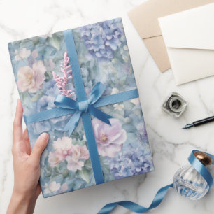 Papier Cadeau Mariage Floral Rose Violet Romantique