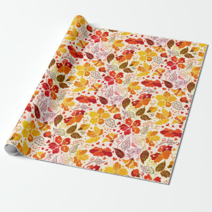 Papier Cadeau Mariage Florales de Tropicaux d'Hibiscus Orange Br