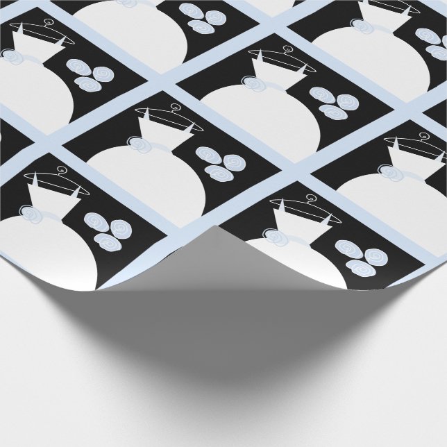 Papier Cadeau Mariage Gown Bleu noir pastel (Coin)