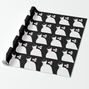 Papier Cadeau Mariage Gown rose noir