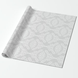 Papier Cadeau Mariage Gris Clair & Blanc, Mariage Romantique