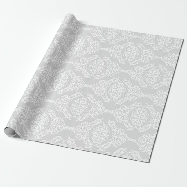 Papier Cadeau Mariage Gris Clair & Blanc, Mariage Romantique (Déroulé)