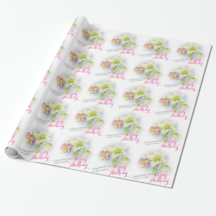 Papier Cadeau Mariage hellebores aquarelle envelopper