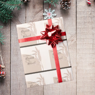 Papier Cadeau Mariage Moderne Élégant Boho Herbe de Pampas