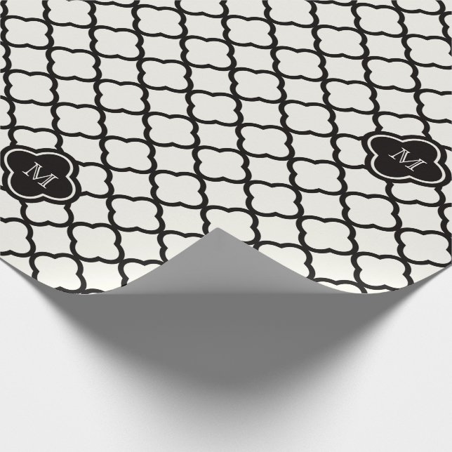 Papier Cadeau Mariage Motif Monogram noir et blanc (Coin)