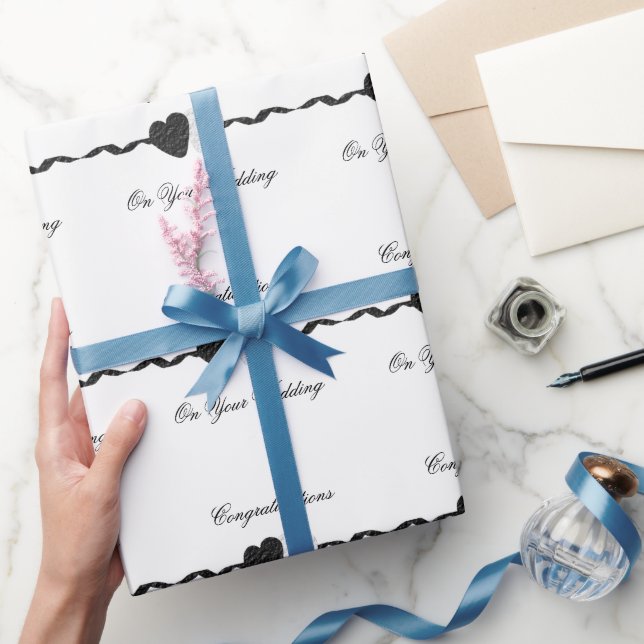 Papier Cadeau Mariage noir et blanc (Cadeaux)