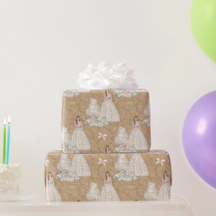 Papier Cadeau Mariage nuptial blanc et or