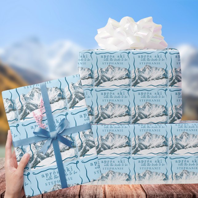 Papier Cadeau Mariage Personnalisé Après Ski Bleu Hiver Bridal S (Créateur téléchargé)